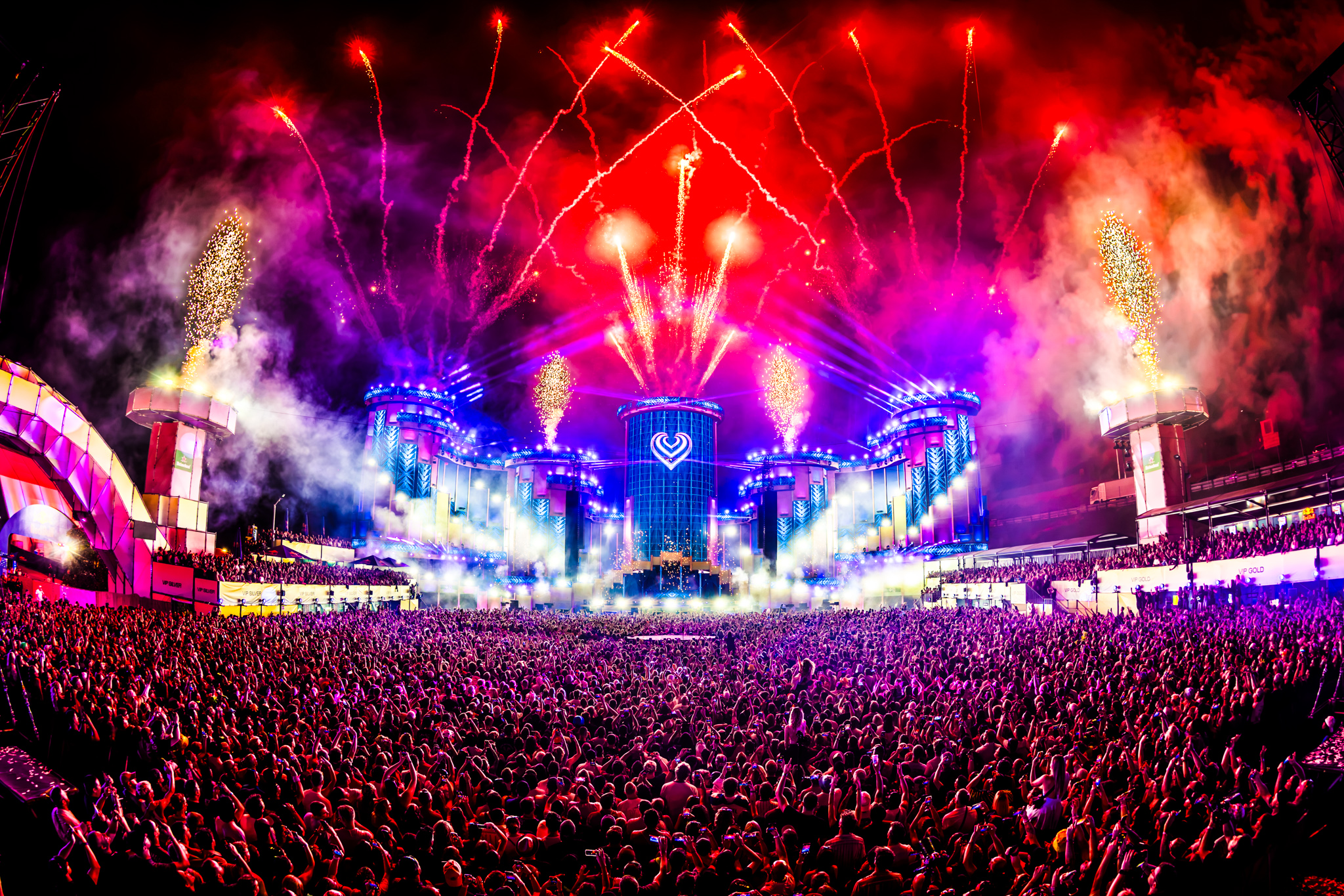 Colourful fireworks above the mainstage at Electric Love Festival 2026, Salzburgring